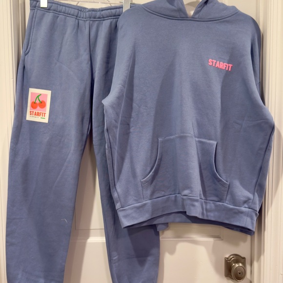 NWT Starfit Blue Cherry Bomb Hoodie with Cherry Graphic Size Large Matching Set! - Picture 8 of 10